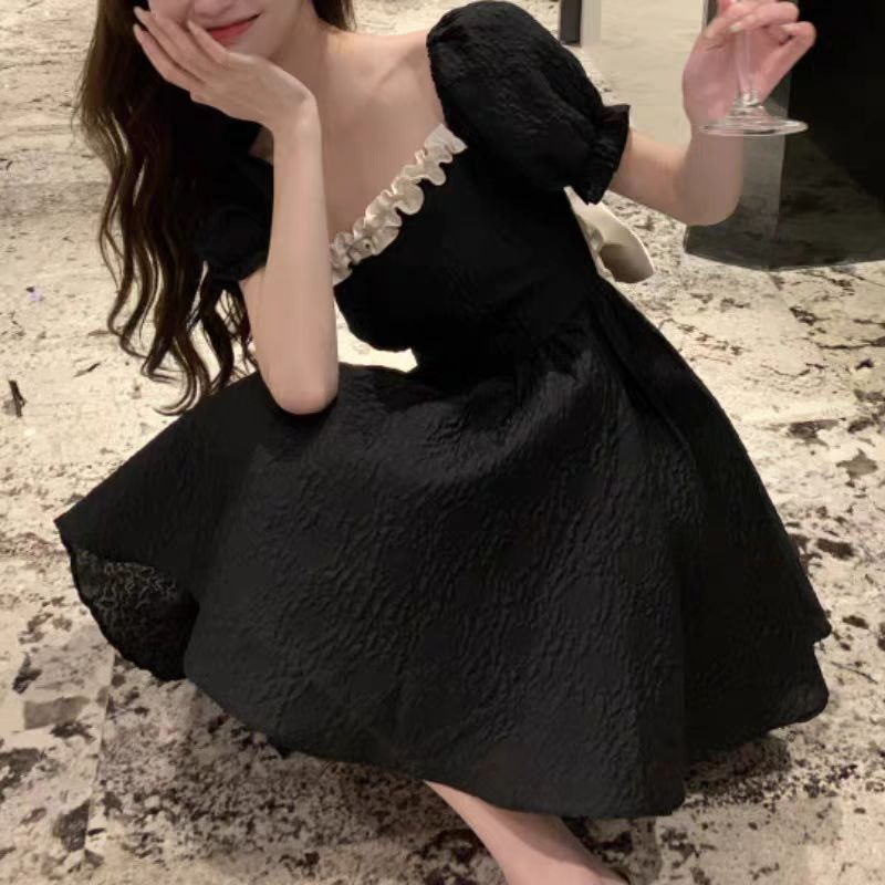 French Hepburn-Style Black Dress