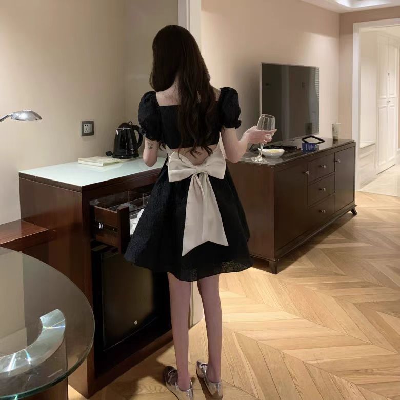 French Hepburn-Style Black Dress