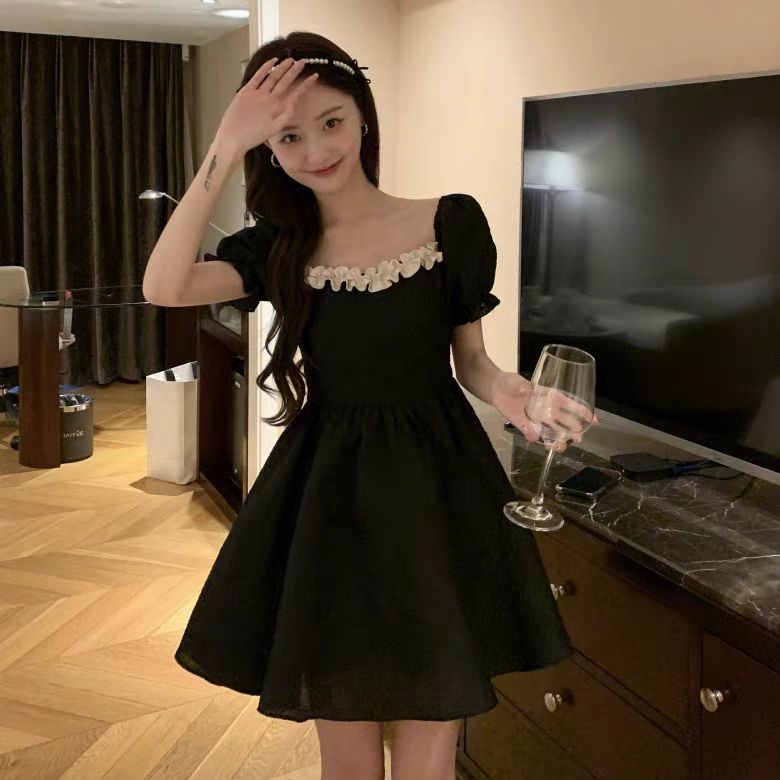 French Hepburn-Style Black Dress