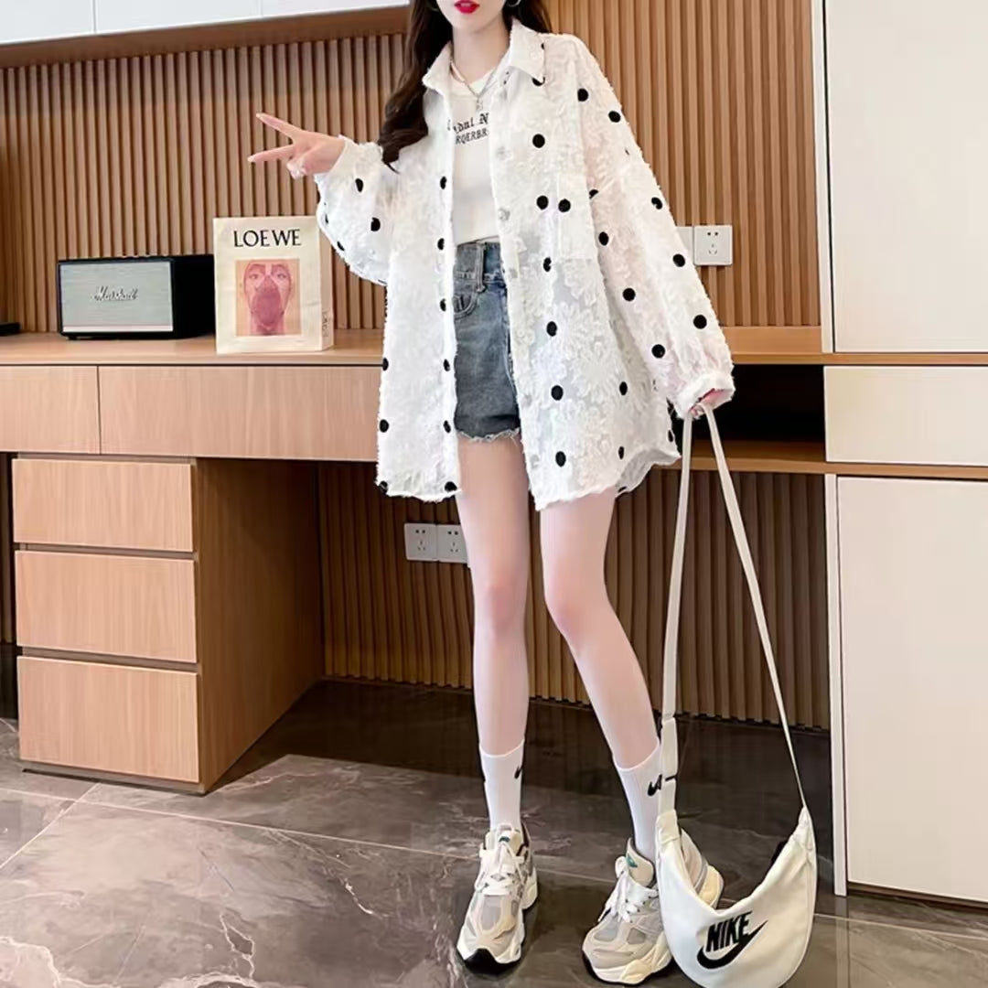 Women's Thin Semi-Sheer Ice Silk Blouse - Summer Stylish Loose Casual Air-Conditioning Coat
