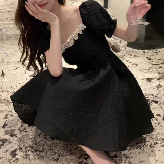 French Hepburn-Style Black Dress