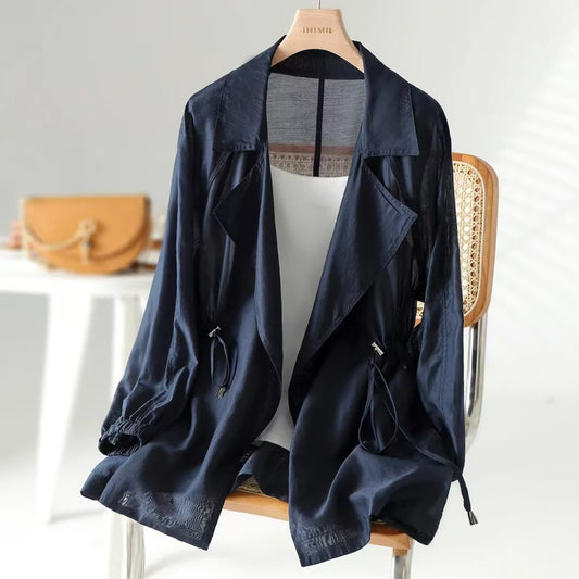 Lightweight Sun-Protective Coat - Summer Simple Loose Solid-Color Trench-Style Jacket